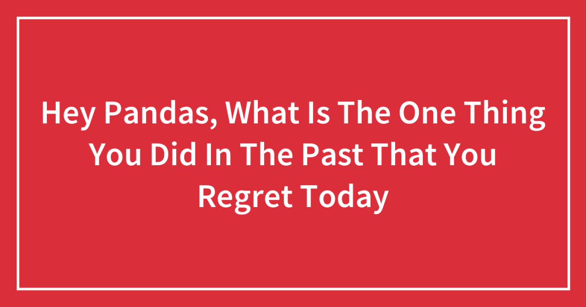 Hey Pandas, What Is The One Thing You Did In The Past That You Regret Today?