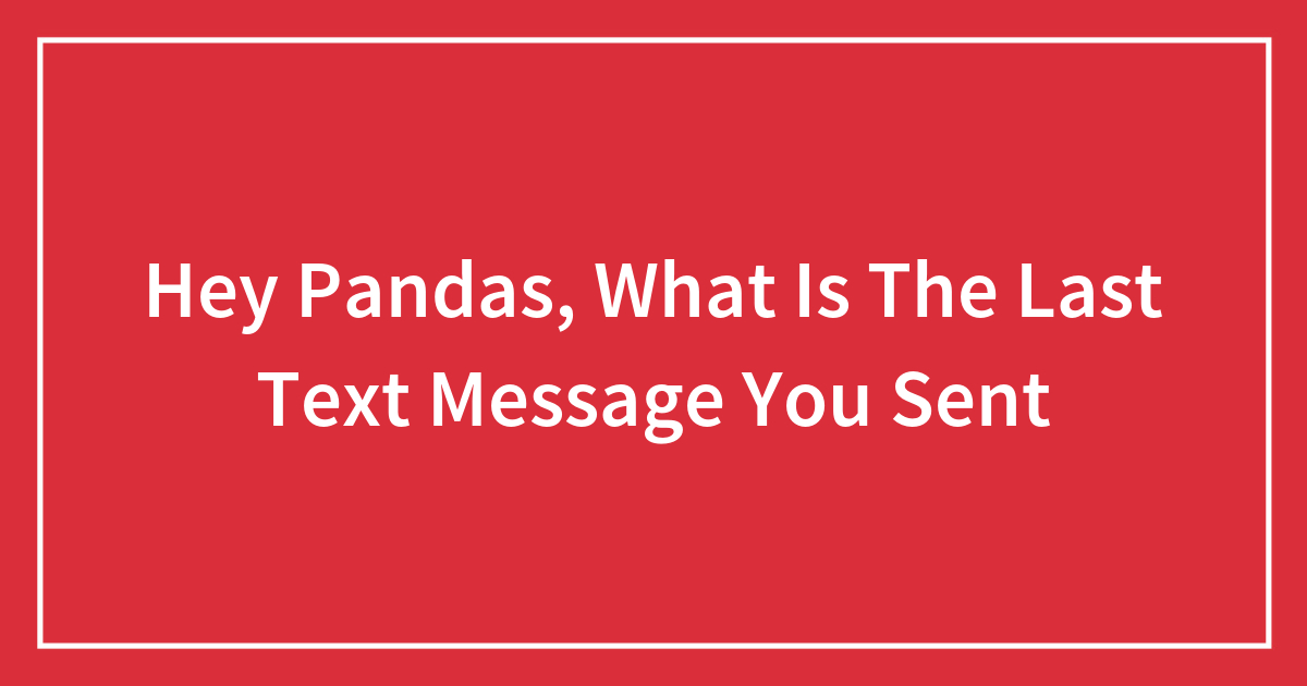 Hey Pandas, What Is The Last Text Message You Sent